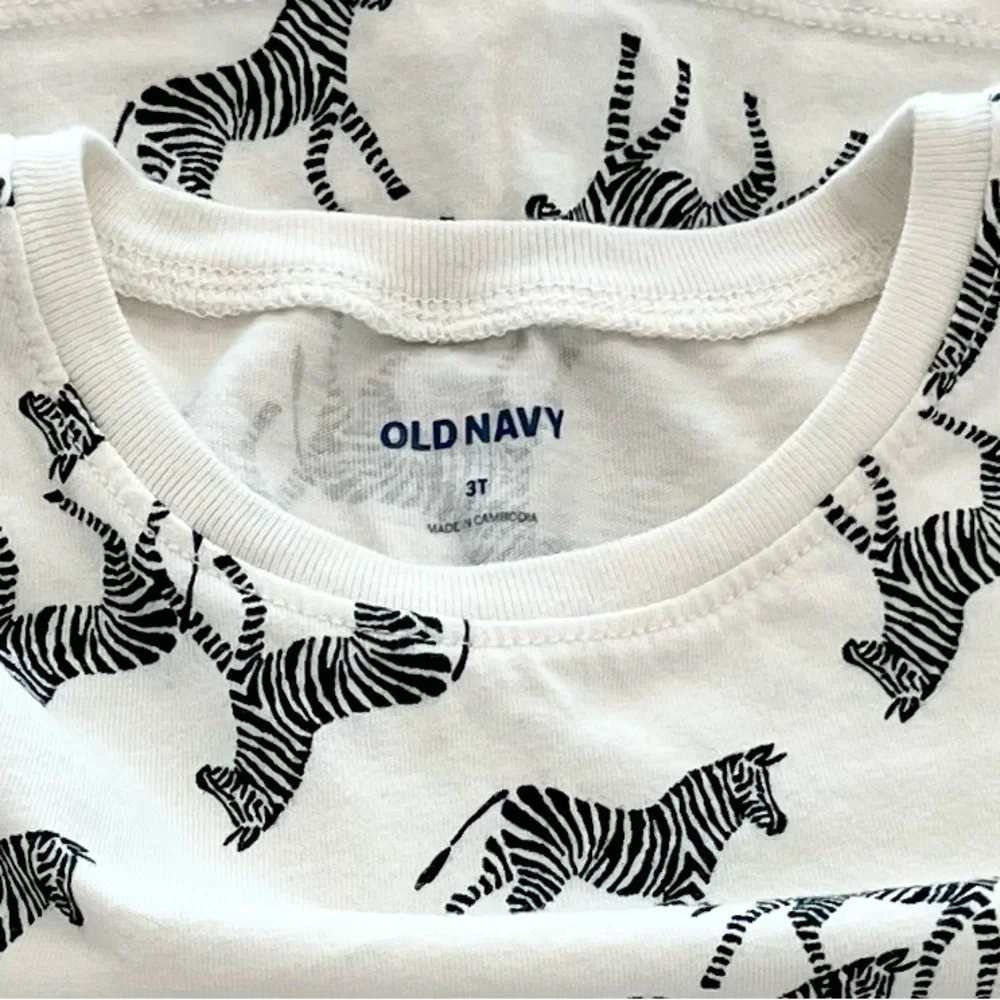 Old Navy Zebra Print Short Sleeve Kids Dress - Black and White | Girls 3T